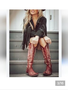 Old Gringo Tan Leather Cowboy Boots with Cream Stitching